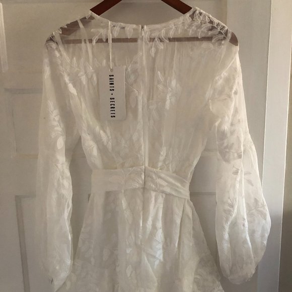 White Embroidered Lace Dress Size Small - Picture 5 of 6